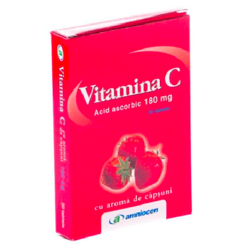 Vitamina C 180gr Aroma Capsuni, 20cpr, Amniocen vitamix.ro Vitamina C
