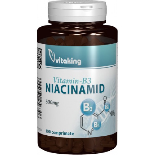 Vitamina B3 (Niacinamid) 500mg, 100cpr, Vitaking vitamix.ro Hepato-biliare