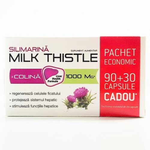 Milk Thistle+colina 1000mg 90+30cps Zdrovit vitamix.ro Hepato-biliare