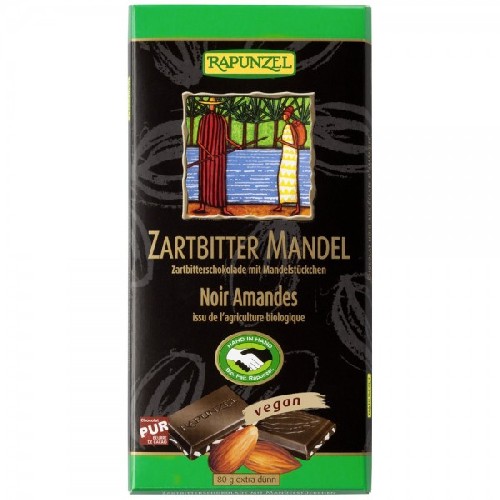 Ciocolata Amaruie 55% cu Migdale 80gr Rapunzel vitamix.ro Ciocolata