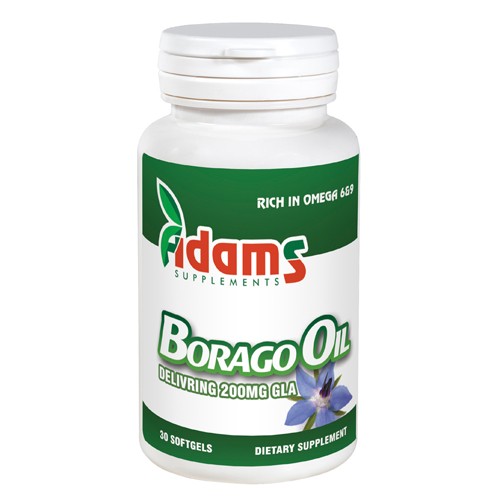 Borago Oil (Limba Mielului) 1000mg 30cps. Adams Supplements vitamix.ro Antiinflamator