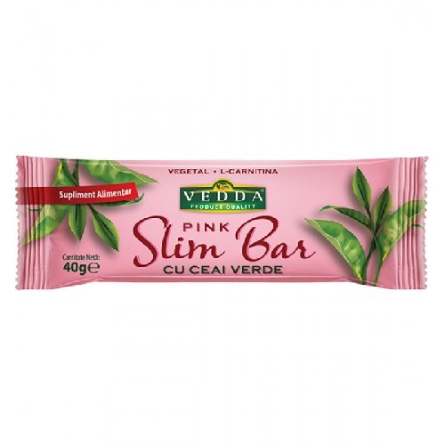 Baton Slim Bar Cu Ceai Verde Pink 40gr vitamix.ro Batoane de cereale si fructe