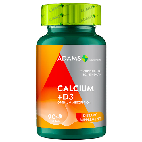 Calciu+Vitamina D3 90tab, Adams
