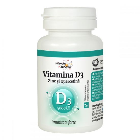 Vitamina D3 (5000Ui) Cu Zinc si Quercetina, 30cpr, Dacia Plant