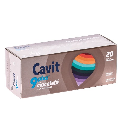 Cavit 9 Plus Ciocolata 20tablete Biofarm