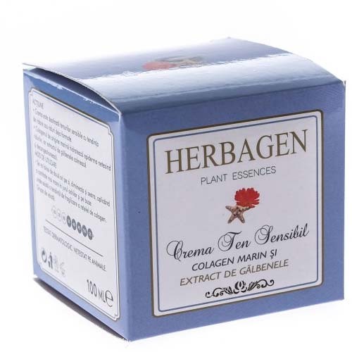 Crema pentru Ten Sensibil cu Colagen+galbenele 100ml Herbagen vitamix.ro Creme cosmetice