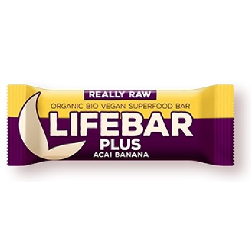 Lifebar Plus Baton cu Acai si Banane Raw Bio 47gr vitamix.ro Dulciuri, patiserii fara gluten