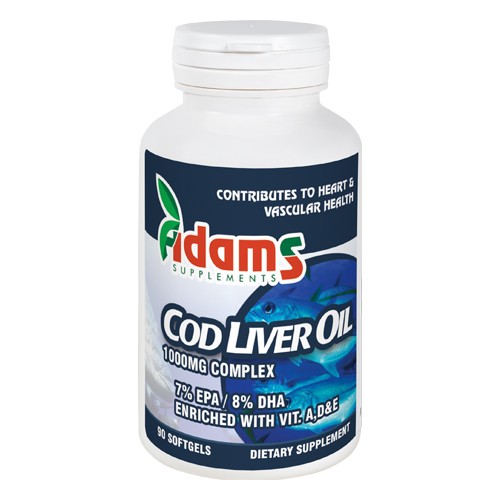 Cod Liver Oil (ulei din ficat de cod) 1000mg 90 capsule Adams vitamix.ro Memorie