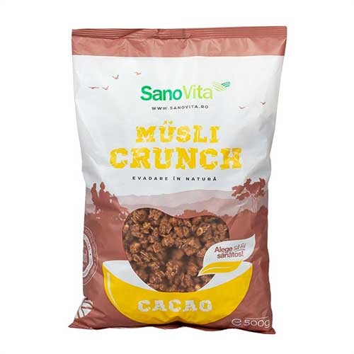 Musli Crunch Cacao, 500g, Sano Vita vitamix.ro Cereale