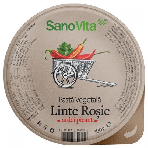 Pasta Vegetala Linte Rosie si Ardei Picant 100gr Sanovita vitamix.ro Unturi alimentare