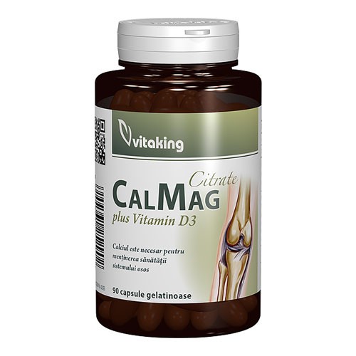 Calciu + Magneziu + Vitamina D3 (lichid citrat) 90cps Vitaking