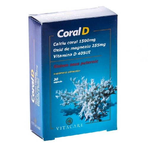 CoralD - Coral Calciu + D3, 30cps, Vitacare