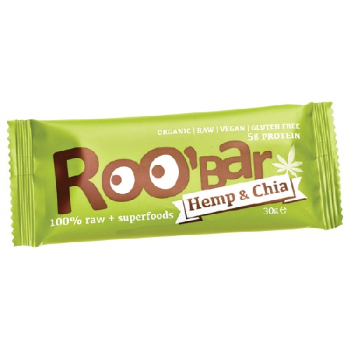Roobar Baton Proteic Raw Bio cu Chia si Canepa 30gr 