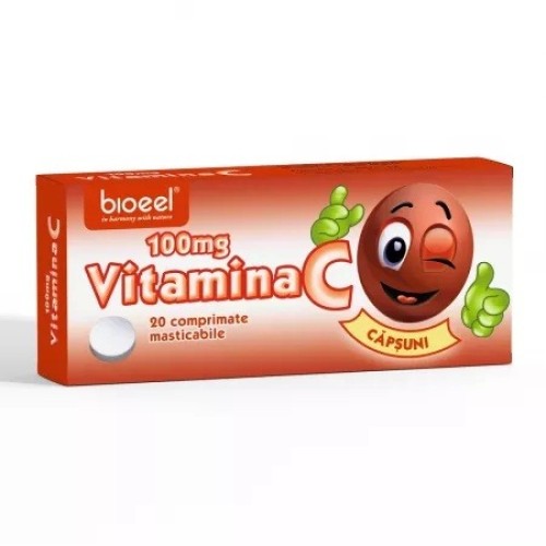 Vitamina C 100mg Aroma Capsuni 20cpr masticabile Bioeel