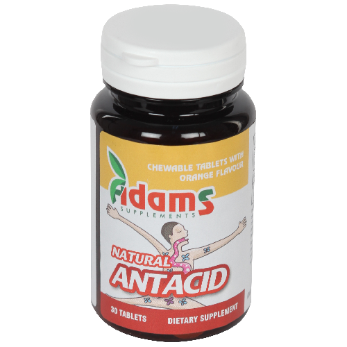 Natural Antacid cu aroma de Portocale 30 tab. Adams Supplements