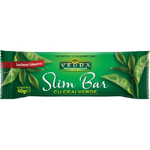 Baton Slim Bar cu Ceai Verde 40gr Vedda vitamix.ro Batoane de cereale si fructe