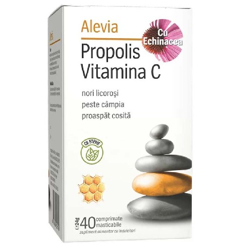 Propolis Vitamina C cu Echinaceea 40cpr masticabile Alevia vitamix.ro Vitamina C