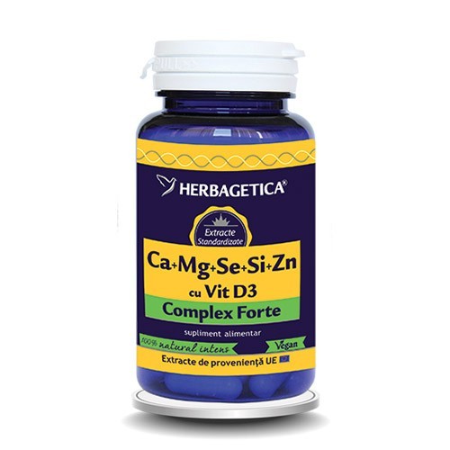 Ca+Mg+Se+Si+Zn cu Vit D3 30cps Herbagetica
