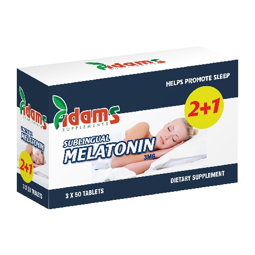 Pachet Melatonina Sublinguala 3mg 50 tablete 2+1 GRATIS vitamix.ro Somn usor