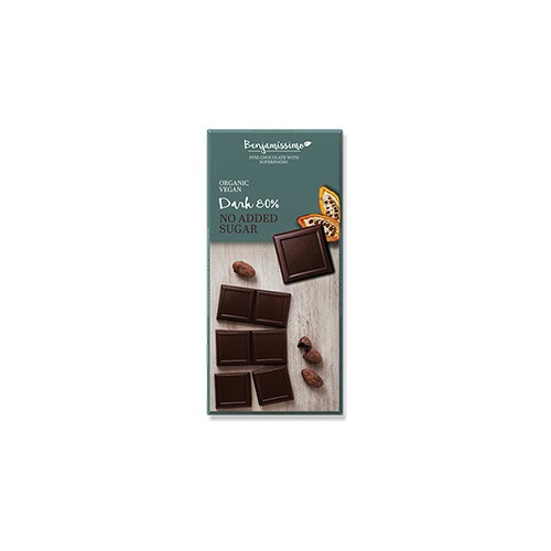 Ciocolata Bio Neagra 80% Fara Zahar, 70G, Benjamissimo vitamix.ro Ciocolata