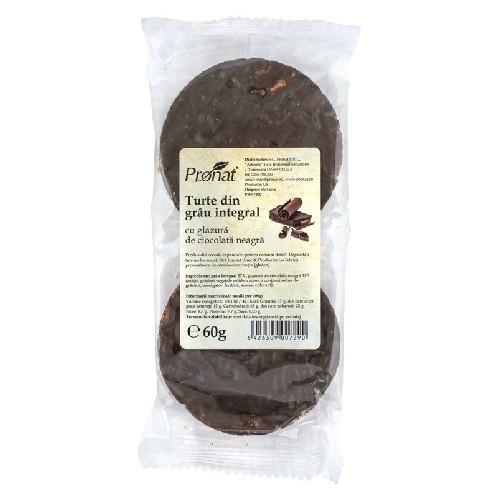 Turte Grau Integral Glazura Ciocolata Neagra, 60g, Pronat vitamix.ro Snacksuri