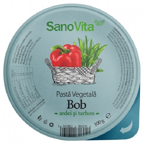 Pasta Vegetala din Bob cu Ardei si Tarhon 100g Sano Vita vitamix.ro Unturi alimentare