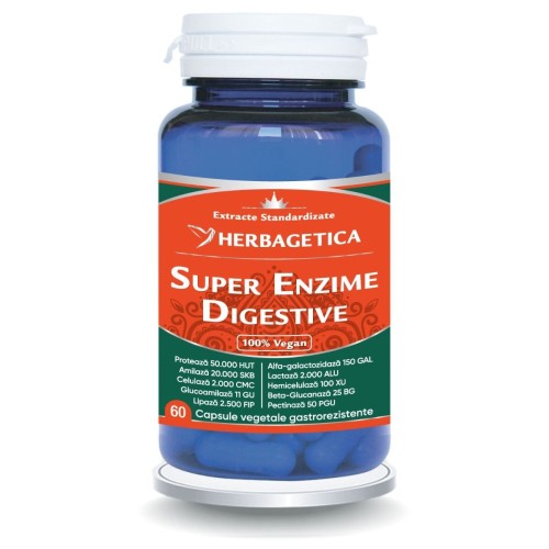 Super Enzime Digestive, 60 capsule, Herbagetica
