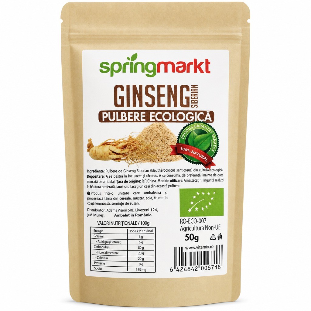 Pulbere de Ginseng Siberian, Eco, 50g, Springmarkt