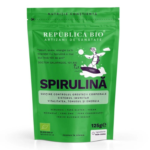Spirulină Pulbere Ecologică Pură, 125 g, Republica Bio