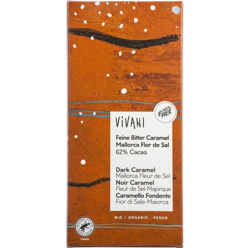 Ciocolata Amaruie Vegana cu Caramel si Flori de Sare 80gr Vivani